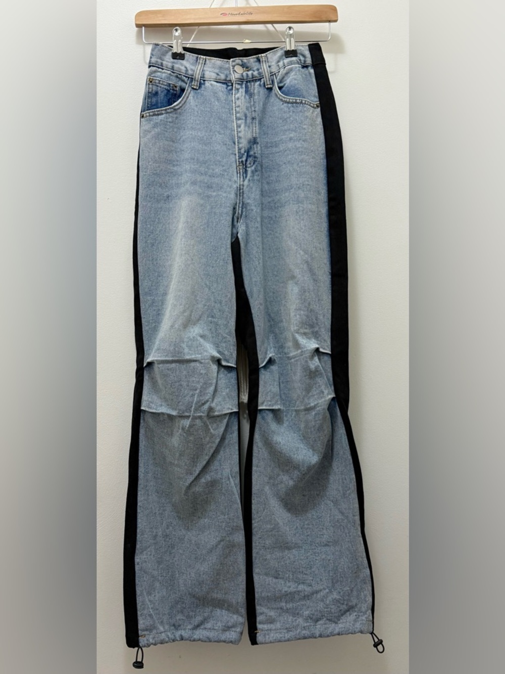 SHEIN Two-Tone Straight Leg Jeans - Blue in Front and Black in Back Size XS - Picture 2 of 12